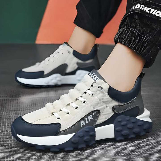 Men’s White Casual Sneakers – Thick Sole, Stylish Comfort