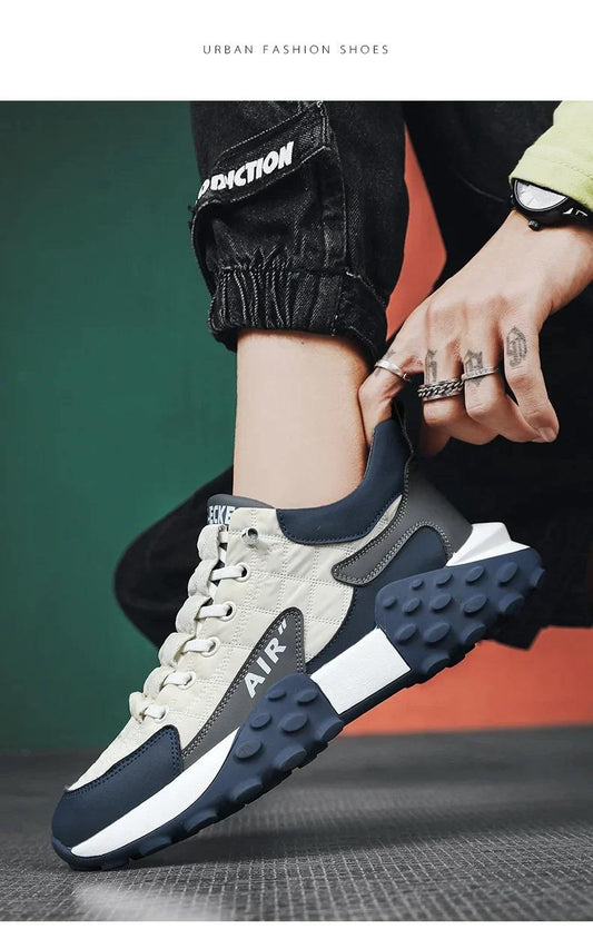 Men’s White Casual Sneakers – Thick Sole, Stylish Comfort