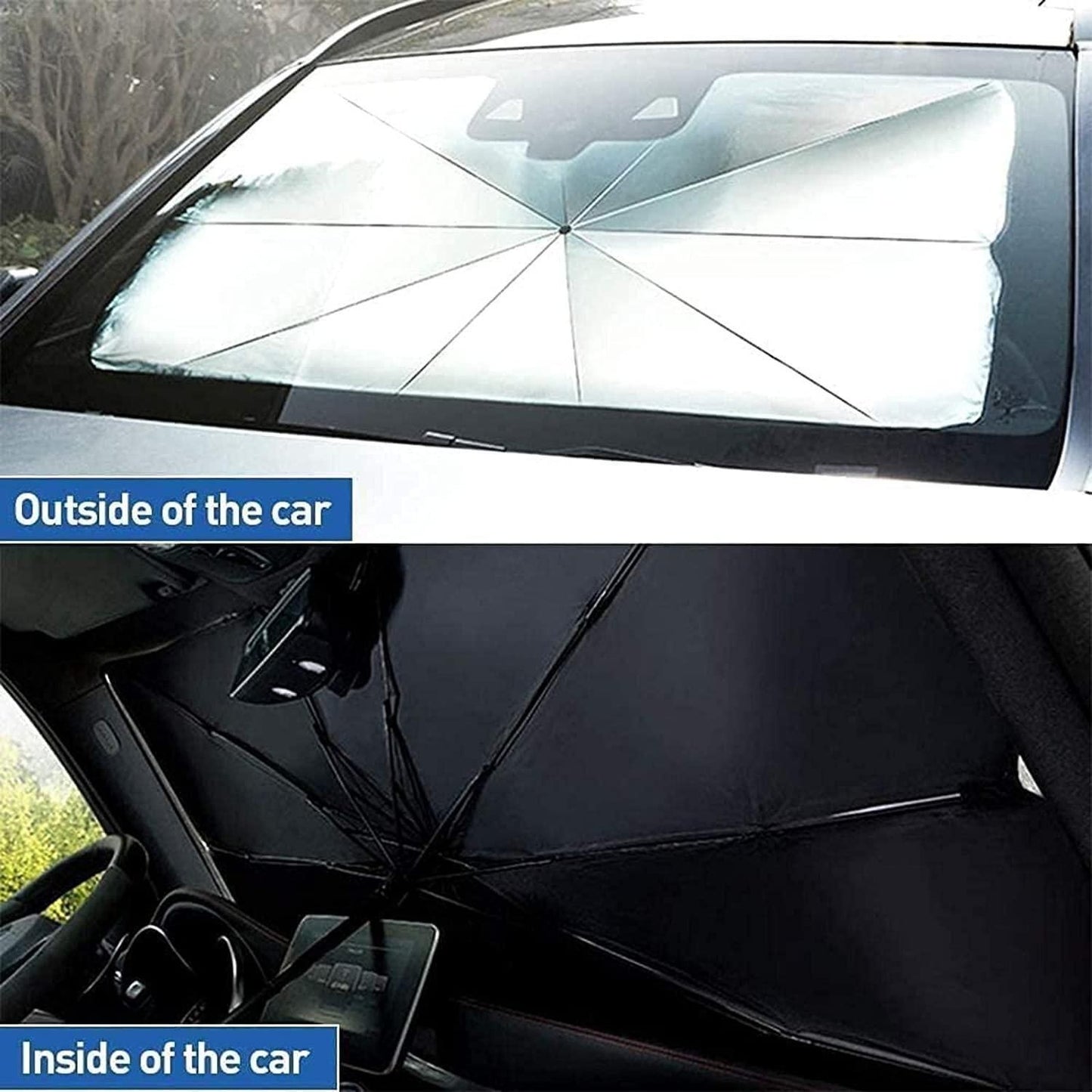 Car Windshield Umbrella Sunshade - Black