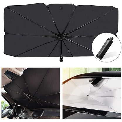 Car Windshield Umbrella Sunshade - Black