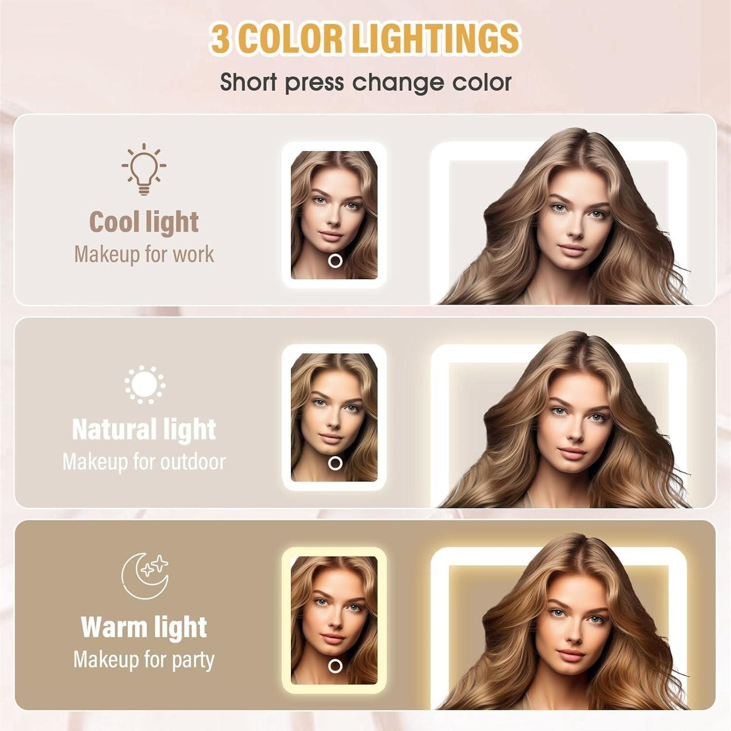 White Jewelry & Makeup Box with LED Mirror