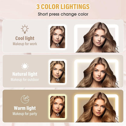 White Jewelry & Makeup Box with LED Mirror