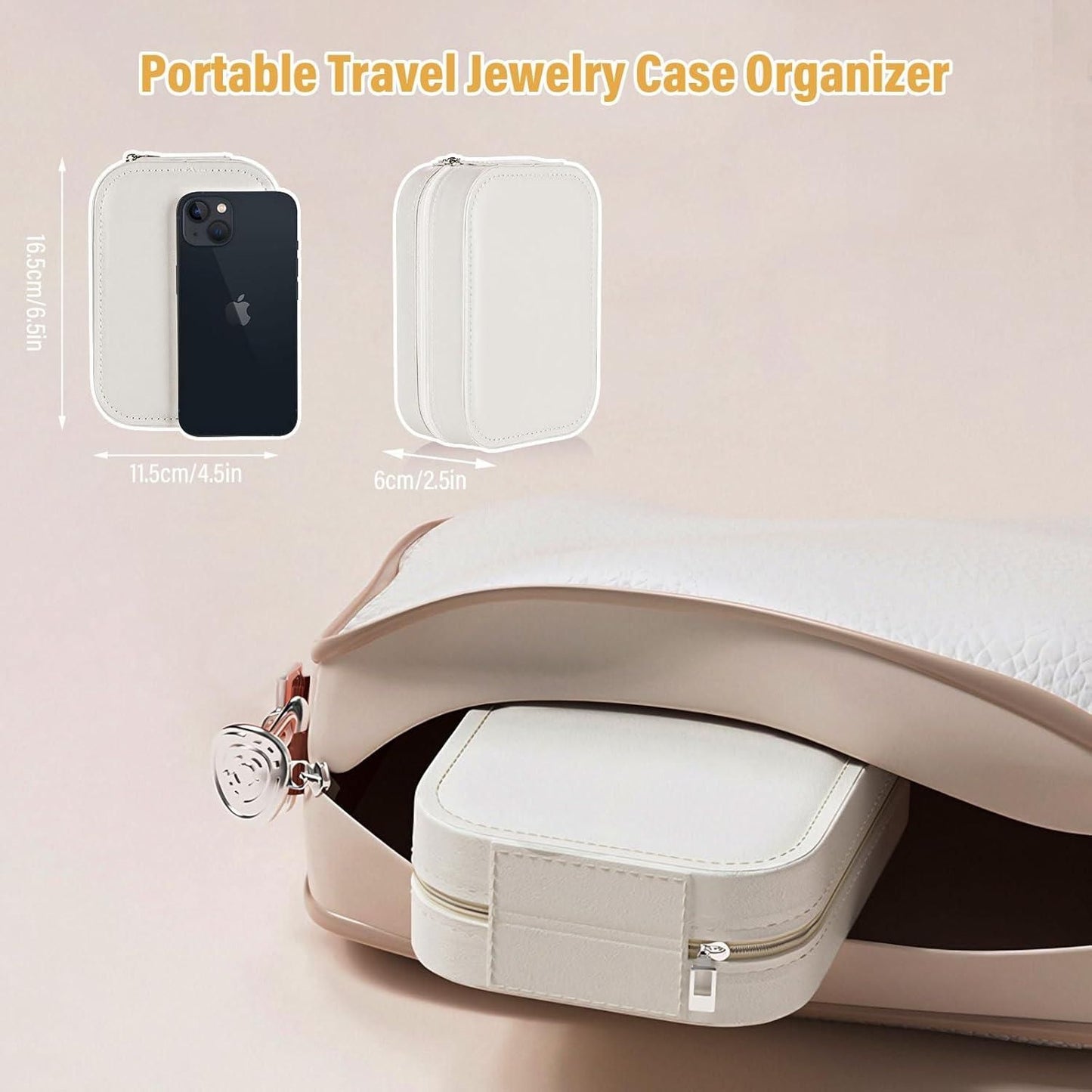 White Jewelry & Makeup Box with LED Mirror