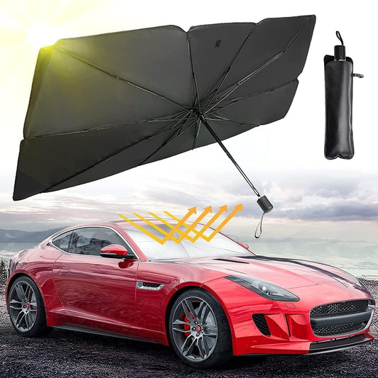Car Windshield Umbrella Sunshade - Black