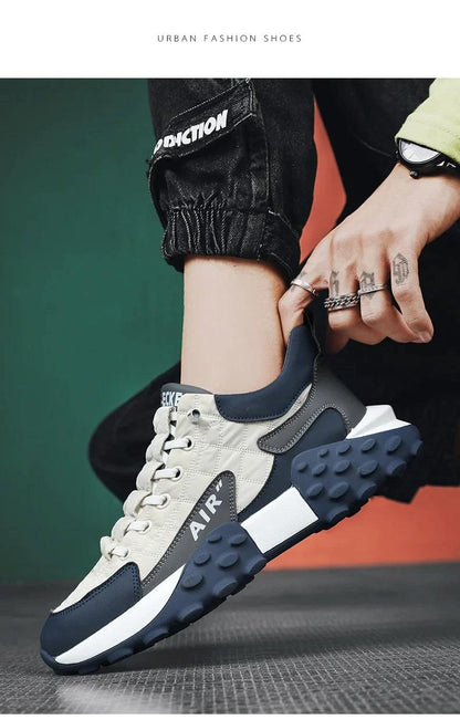 Men’s White Casual Sneakers – Thick Sole, Stylish Comfort