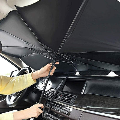 Car Windshield Umbrella Sunshade - Black