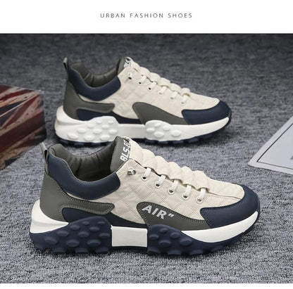 Men’s White Casual Sneakers – Thick Sole, Stylish Comfort