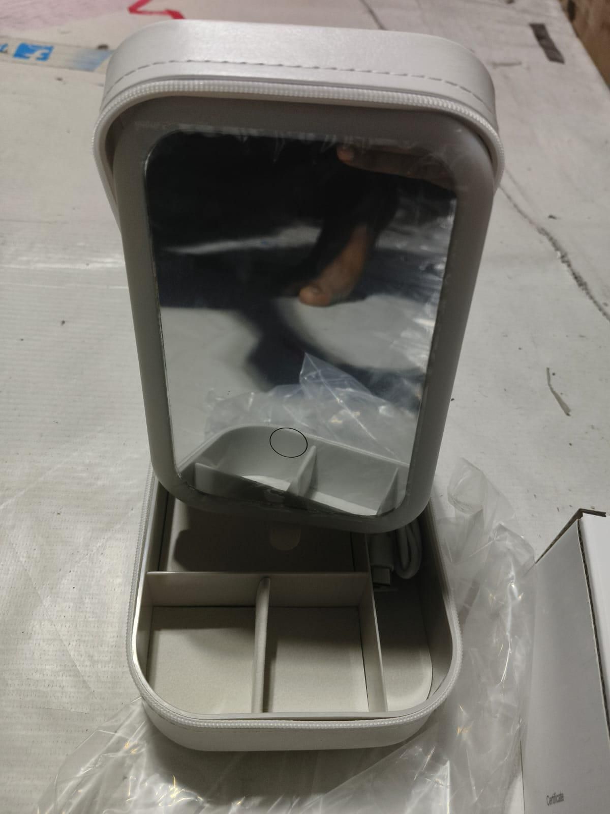 White Jewelry & Makeup Box with LED Mirror